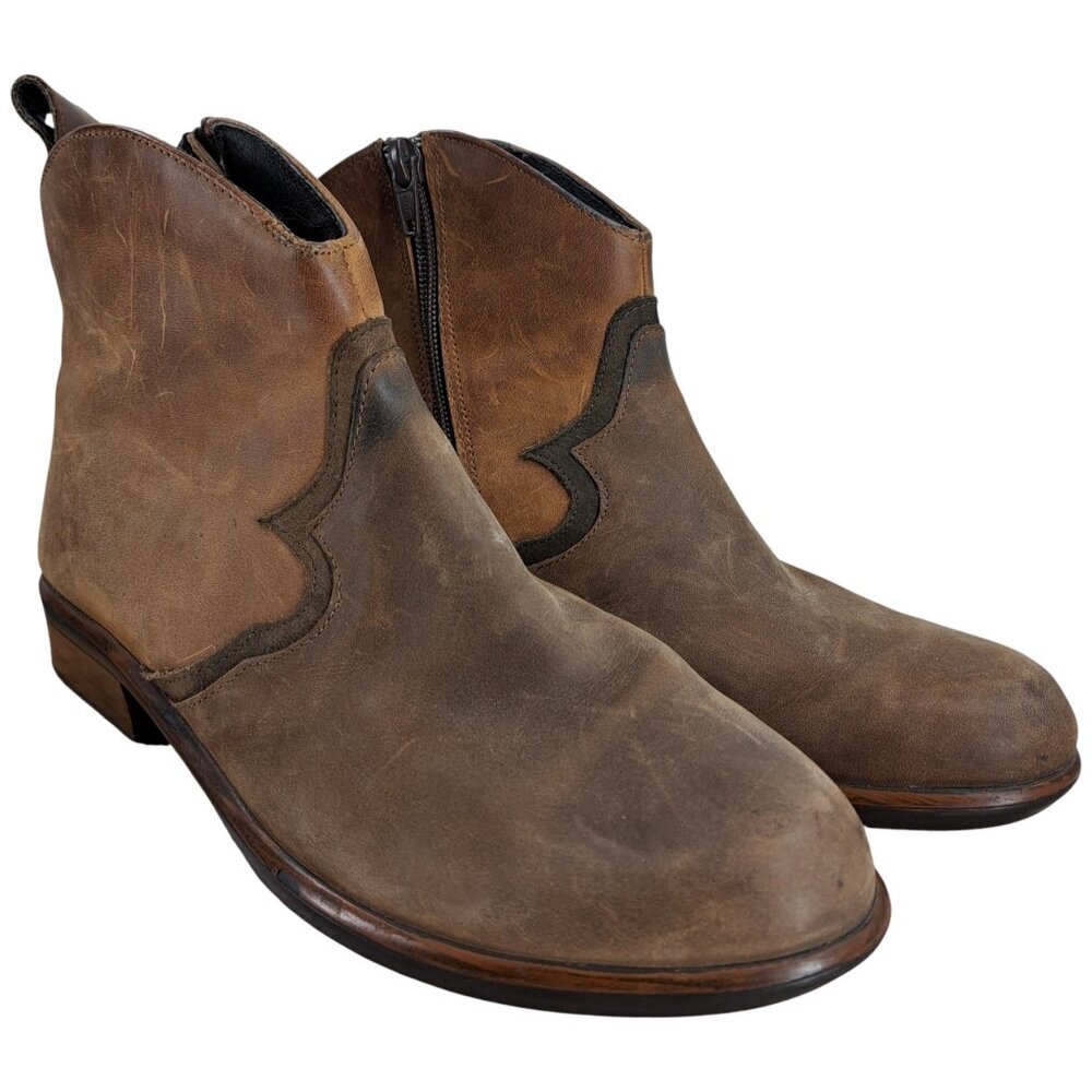 Naot Sirocco Two Tone Leather Ankle Boots Size 37 US 6 Brown Western Comfort
